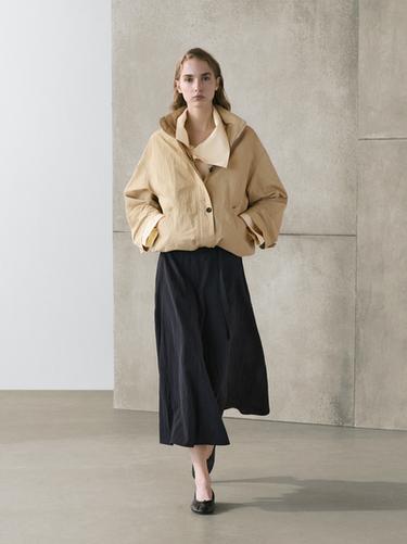 Jupe longue avec ceinture - Bleu / Gris de Zara