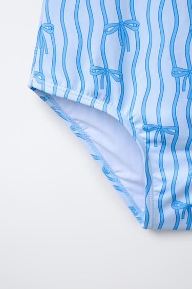 6-14 YEARS/ BOW PRINT SWIMSUIT - Blue by Zara - Image 3