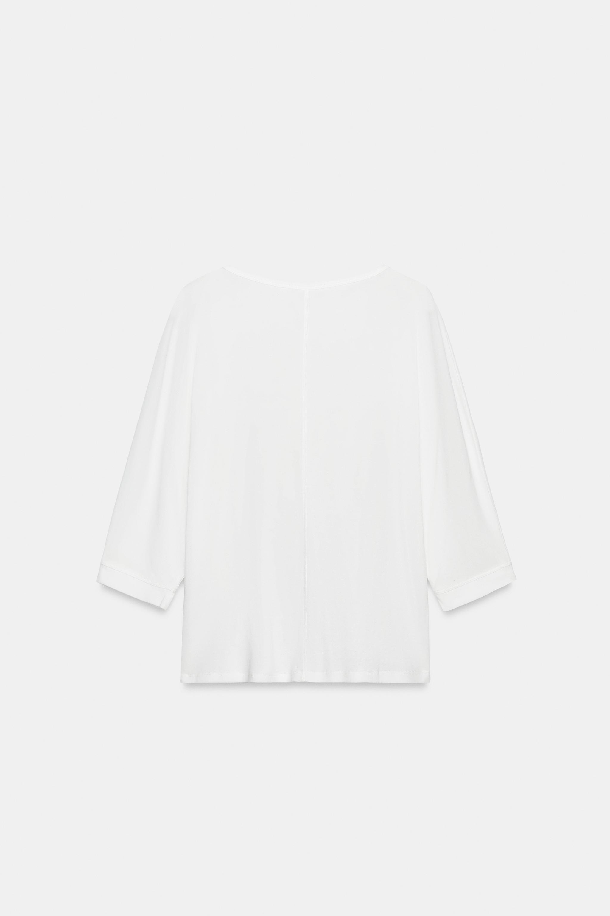 Zara PAMUKLU DÜĞMELİ YAKA T-SHIRT görsel 7