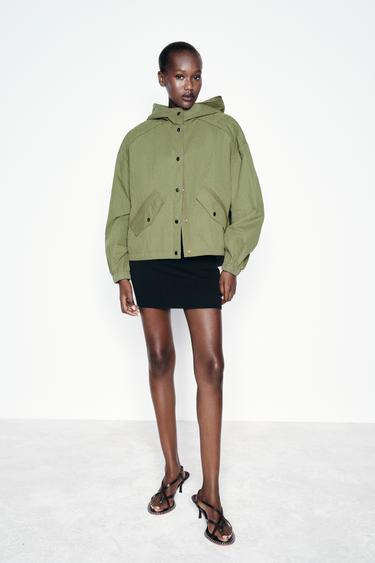 КУРТКА КОРОТКАЯ С КАПЮШОНОМ — ХАКИ от Zara — изображение 0