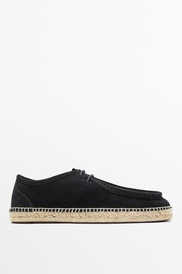 Chaussure jute ganse croûte de cuir - Bleu marine de Zara