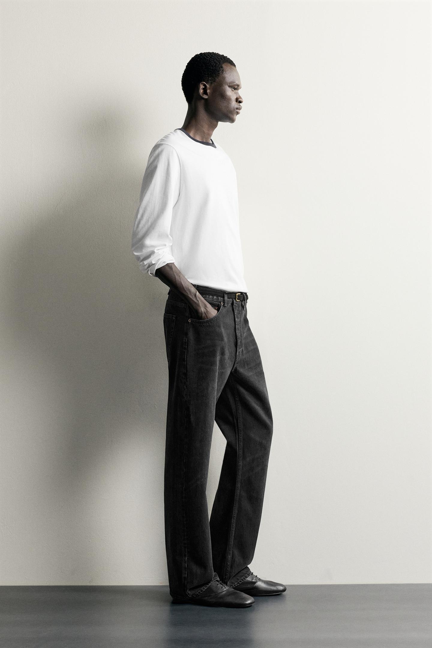 Мужские джинсы Zara Straight Fit Bootcut, цвет: Чёрный — фото 4