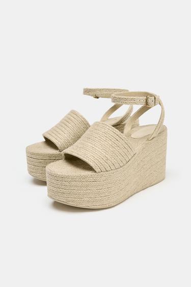 TALONS COMPENSÉS PLATEFORME EN JUTE - Beige clair de Zara - Image 3