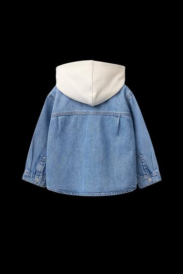 JEANS-OVERSHIRT MIT ABNEHMBARER KAPUZE - Mittelblau von Zara