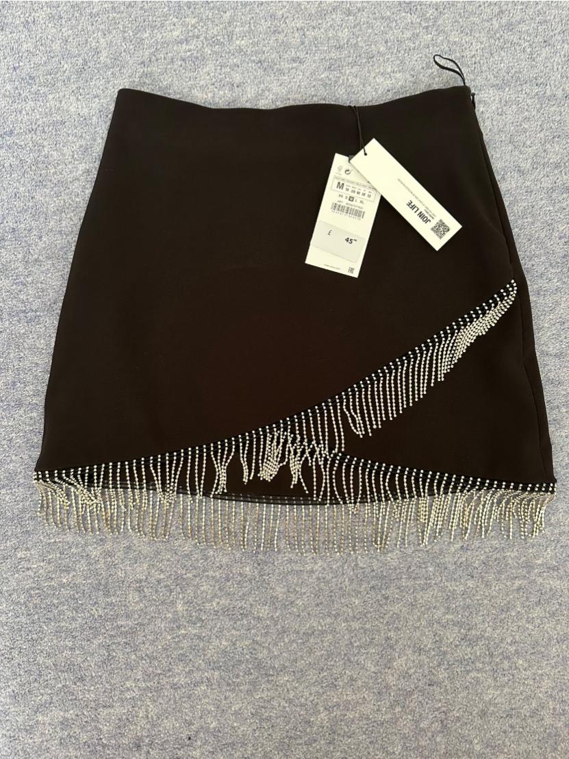 BLACK DIAMANTÉ EMBELLISHED SKIRT