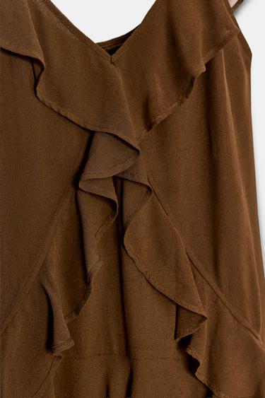 SHORT DRESS WITH RUFFLES - chocolate by Zara - Image 9