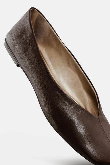 BALLERINES EN CUIR ÉDITION LIMITÉE - Marron chocolat de Zara - Image 2