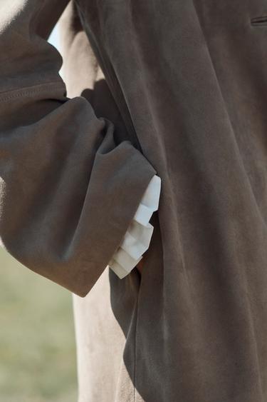 100% SUEDE LEATHER COAT LIMITED EDITION - Chocolate by Zara - Image 4
