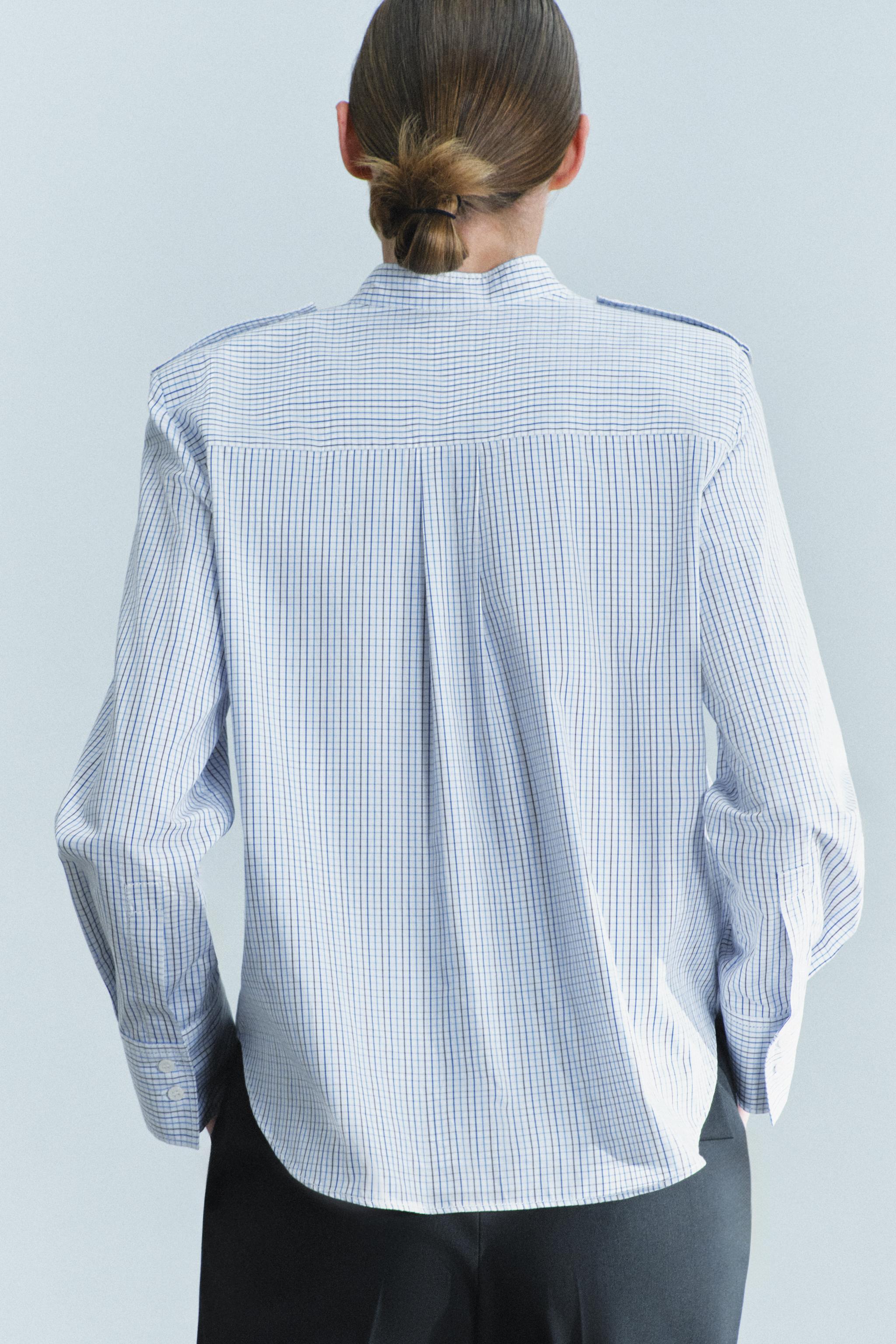 CHEMISE À CARREAUX AVEC ÉPAULETTES ZW COLLECTION