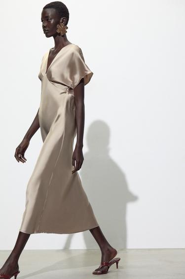 ROBE MI-LONGUE SATINÉE - Cave de Zara - Image 2