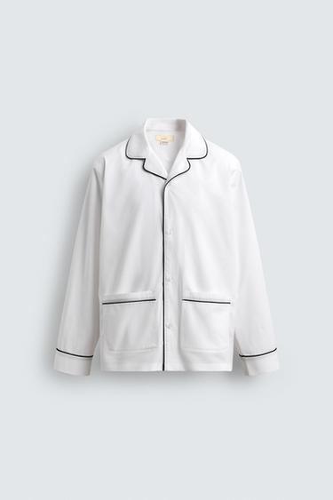 LIMITED EDITION PYJAMA SET WITH CONTRAST PIPING - White by Zara - Image 8