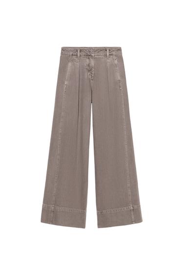 JEANS Z1975 WIDE LEG 미드라이즈 플랫 프론트 - Zara 그레이 브라운