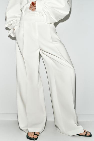 WIDE-LEG TROUSERS WITH DARTS - Oyster-white by Zara