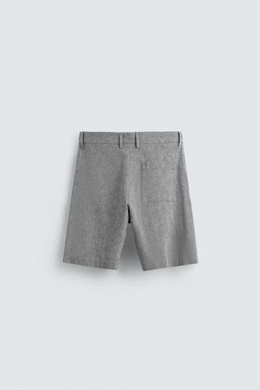 COTTON/LINEN BERMUDA SHORTS - Grey by Zara - Image 6