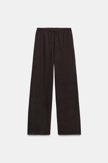 RUSTIC WIDE-LEG TROUSERS - Dark brown by Zara