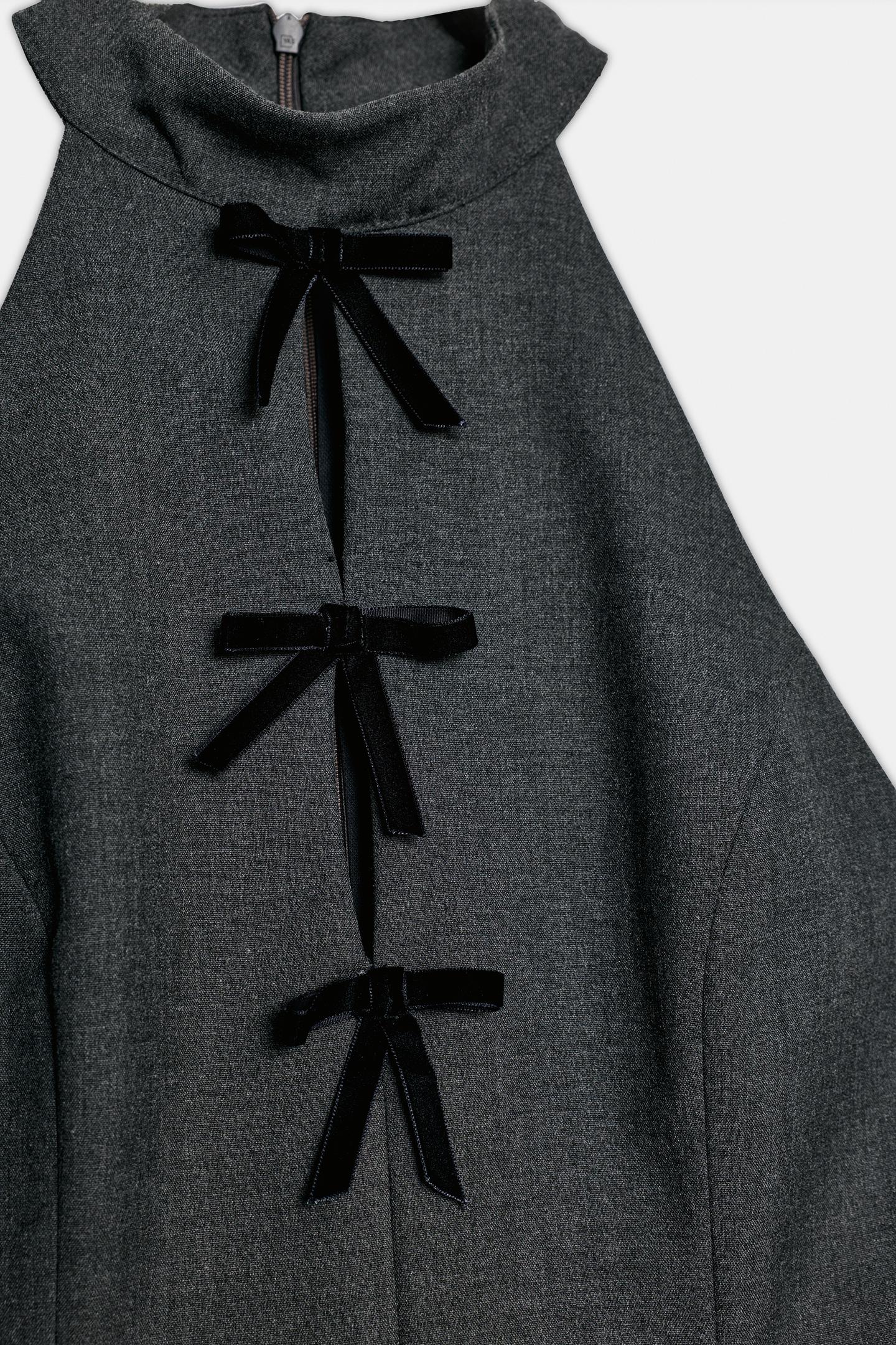 Женское платье Zara Mini Halter Dress with Bows, цвет: Угольный — фото 7
