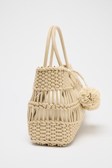 SAC À MAIN TRESSÉ - Beige de Zara - Image 4