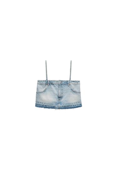 TRF SKIRT STYLE DENIM CROP TOP