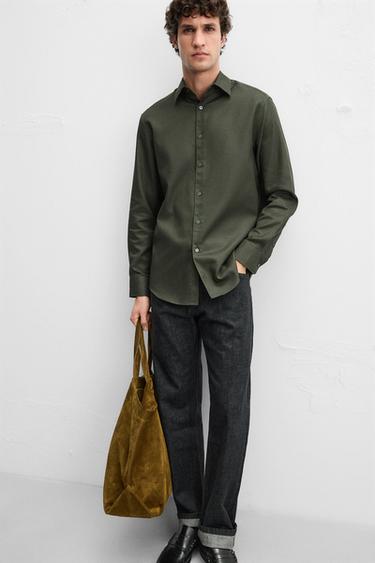 EASY CARE TEXTURED SHIRT - Dark green by Zara - Image 4