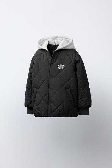 BLOUSON REMBOURRÉ À CAPUCHE BIMATIÈRE - Gris anthracite de Zara - Image 1