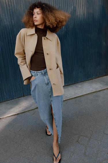 GIACCA CON TASCHE APPLICATE - Camel medio di Zara