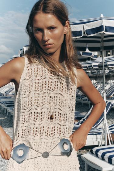 TOP IN MAGLIA POINTELLE - Écru di Zara