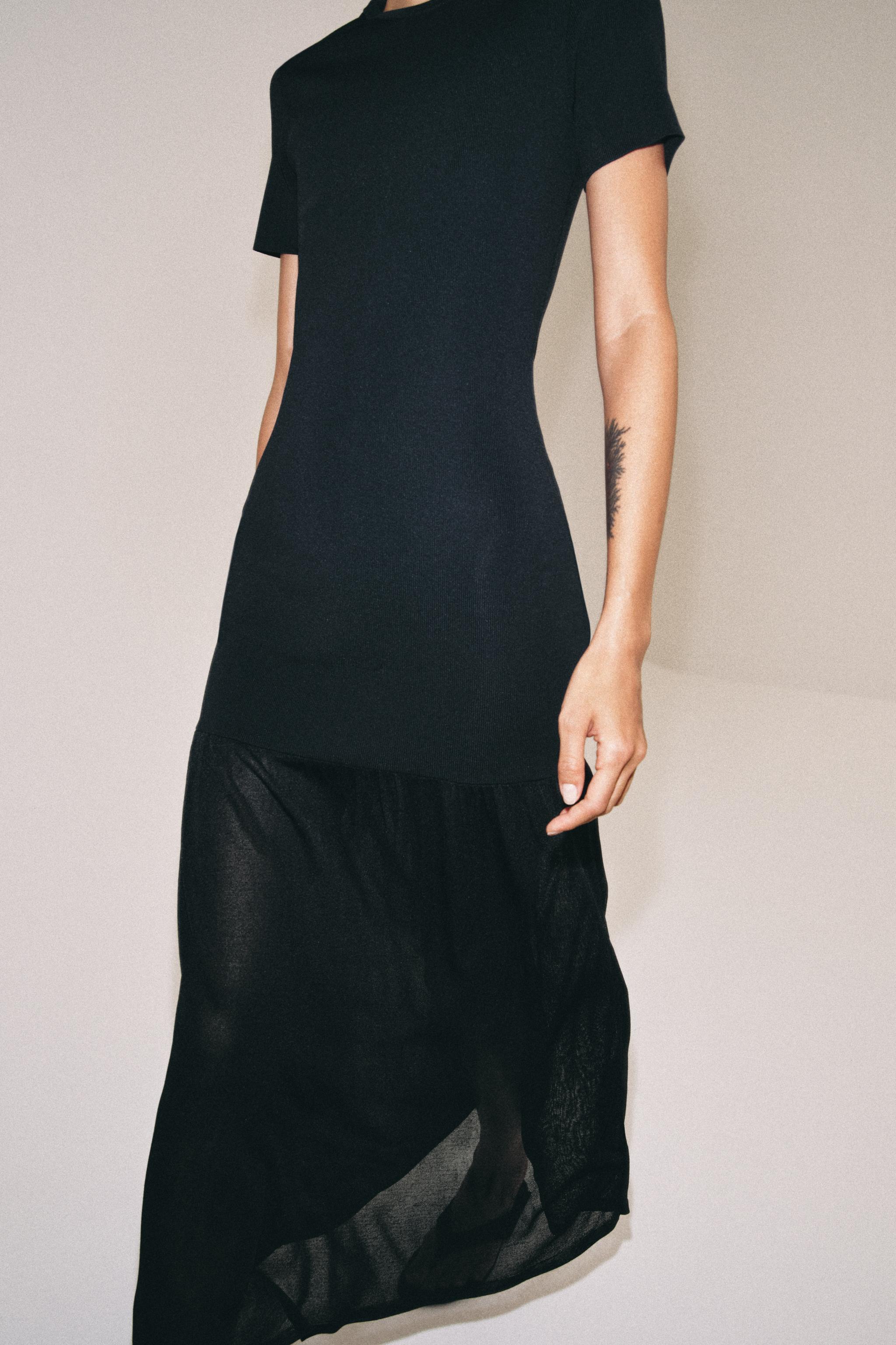 LONG COMBINATION KNIT DRESS