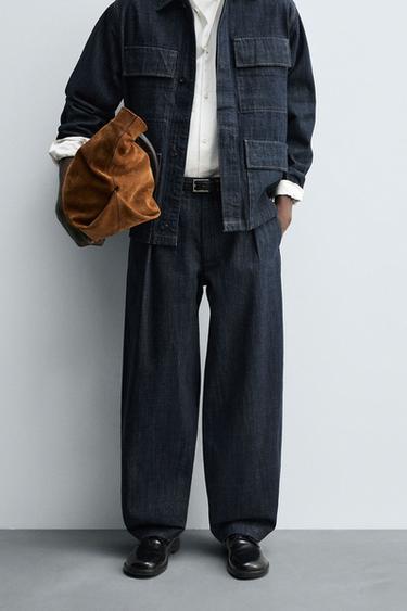 BARREL FIT DENIM CHINOS - Indigo by Zara
