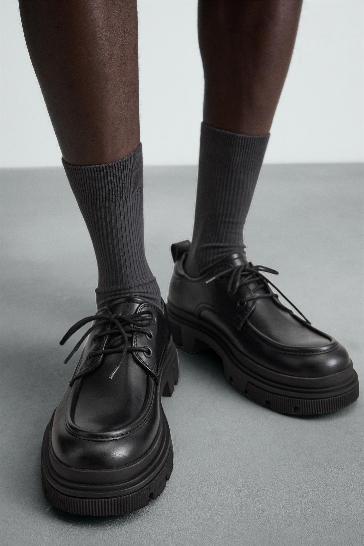 Мужские туфли Zara Chunky Moc Toe, цвет: Чёрный — фото 3