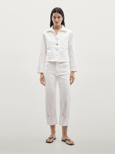 Zara Straight-leg jeans with hem detail - White