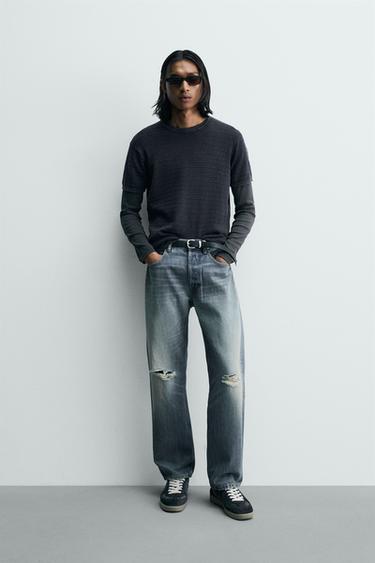 PLAYERA PUNTO ESTRUCTURA LAVADA - Índigo de Zara - Imagen 0