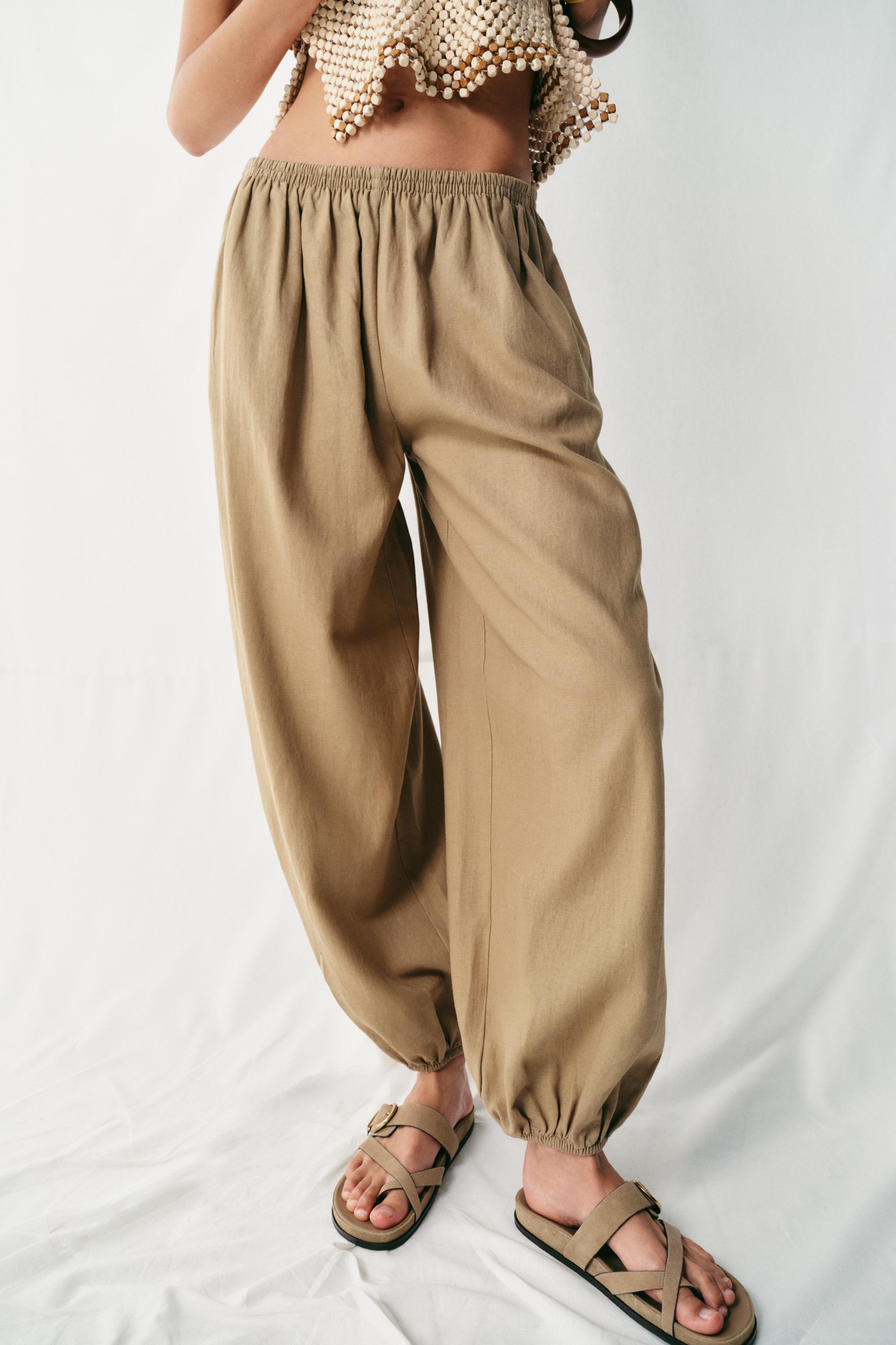 LINEN BALLOON PANTS - Eggplant | ZARA United States