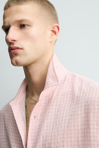 CHEMISE FLUIDE À CARREAUX - Rose pastel de Zara - Image 4