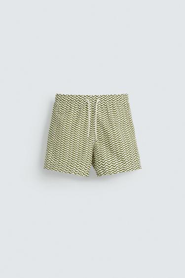 WAVY MID-LENGTH SWIMMING TRUNKS - Ecru by Zara