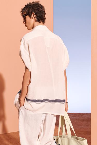 STRPPD SHRT - Bleu / Blanc de Zara - Image 3
