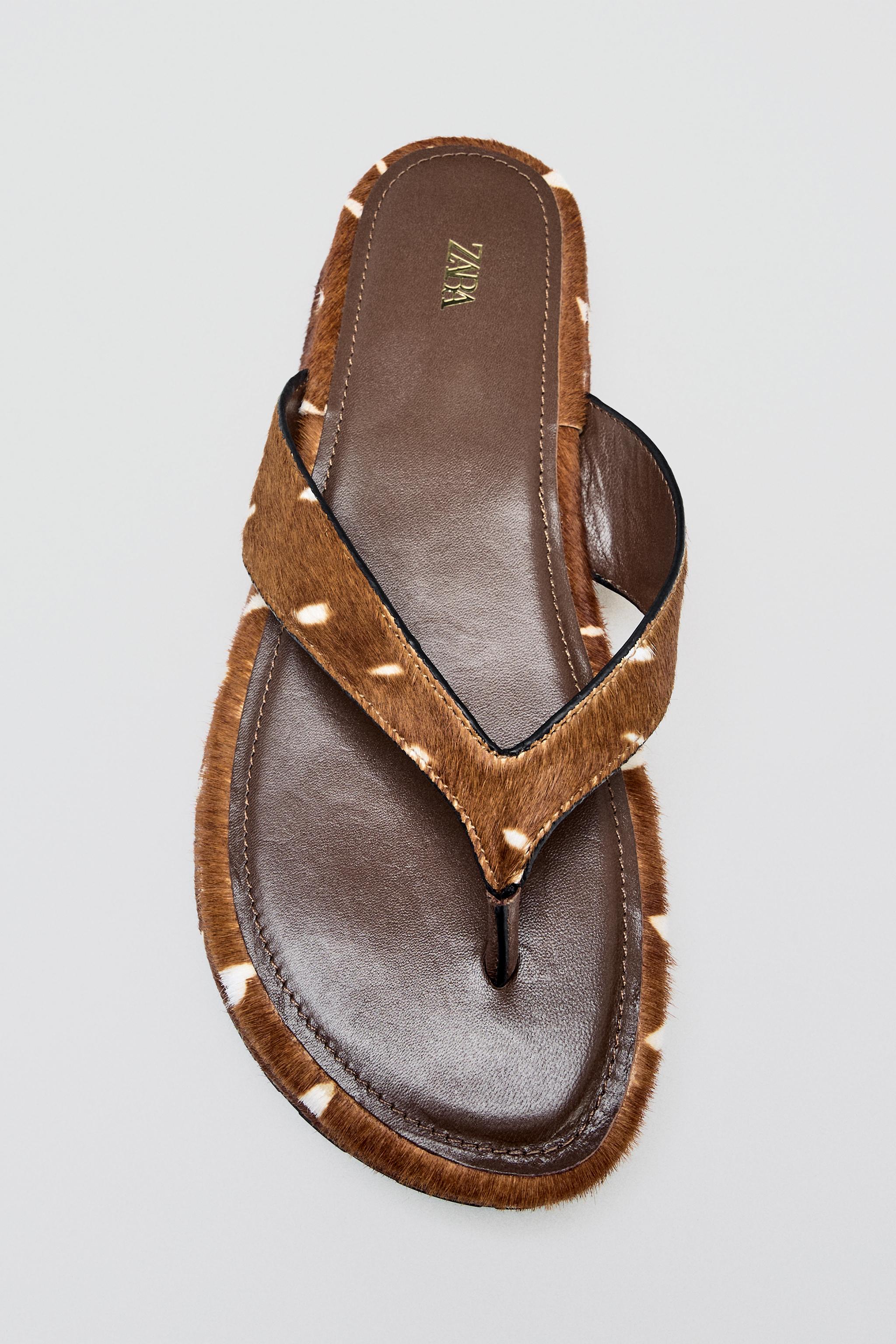 PRINTED LEATHER SANDALS