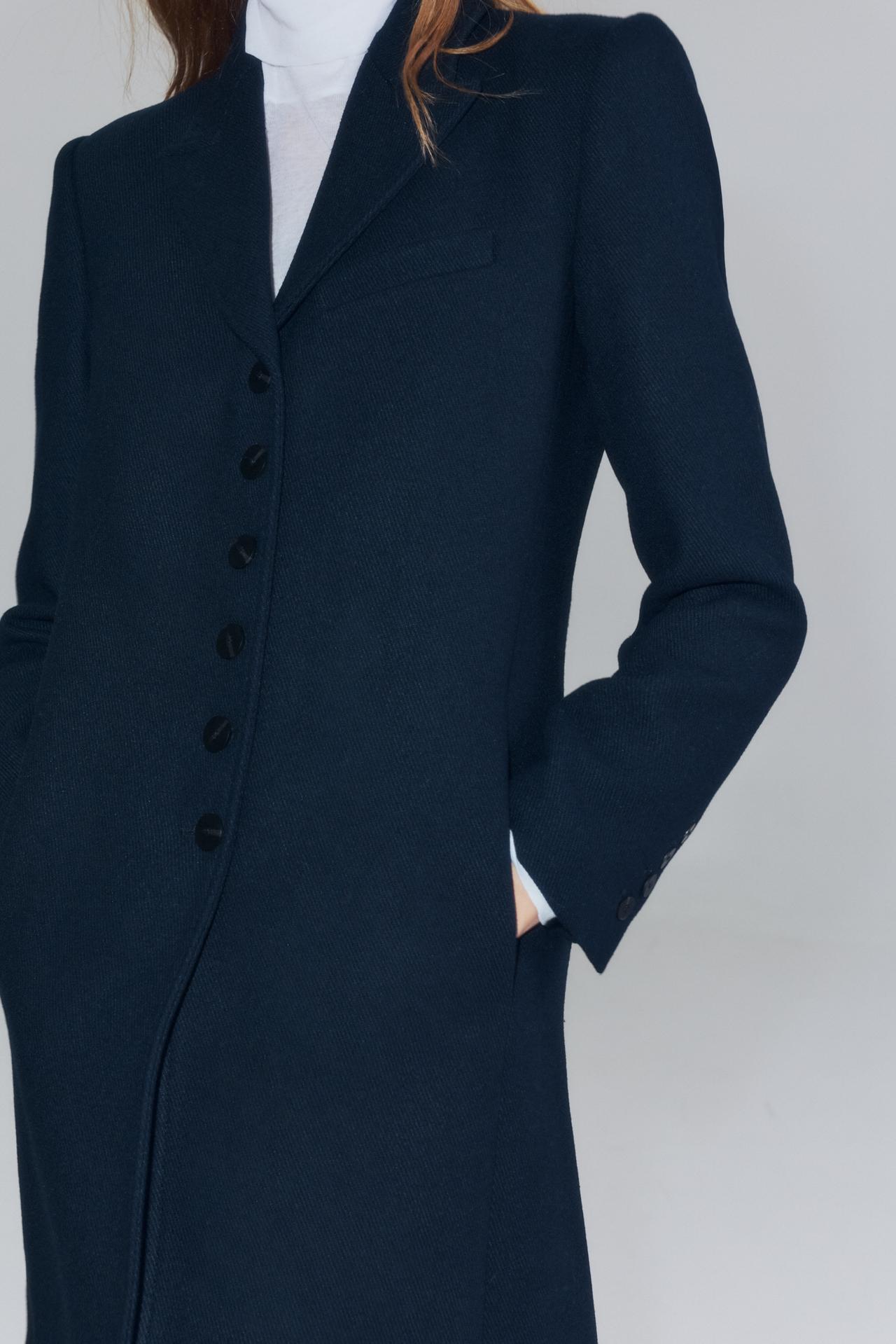 ZW COLLECTION WOOL LONG COAT — Navy blue