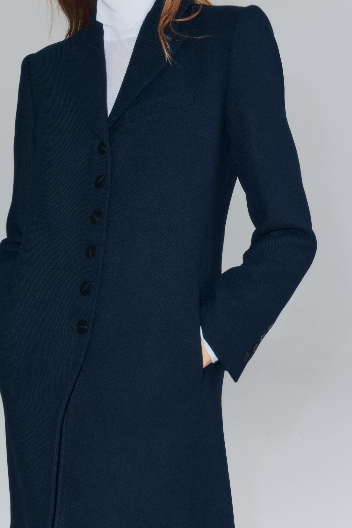 Женское пальто Zara ZW Collection Wool Long, цвет: Тёмно-синий — фото 2