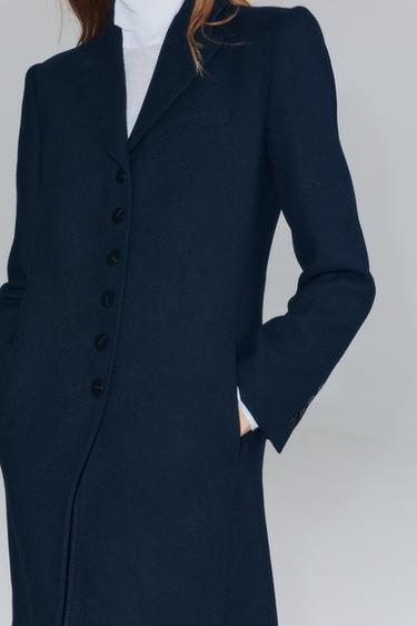 ZW COLLECTION WOOL LONG COAT — Navy blue 2