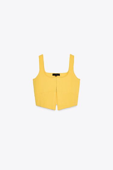 PLAIN KNIT CROP TOP - Yellow by Zara - Image 4