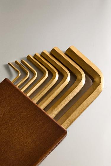 SET OF 8 STEEL ALLEN KEYS WITH WOODEN STAND - Golden by Zara - Image 2