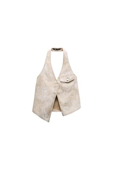 PRINTED LINEN BLEND TOP