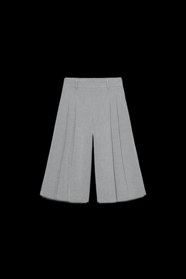 Zara LONG BERMUDA SHORTS WITH PLEATS - Pearl gray