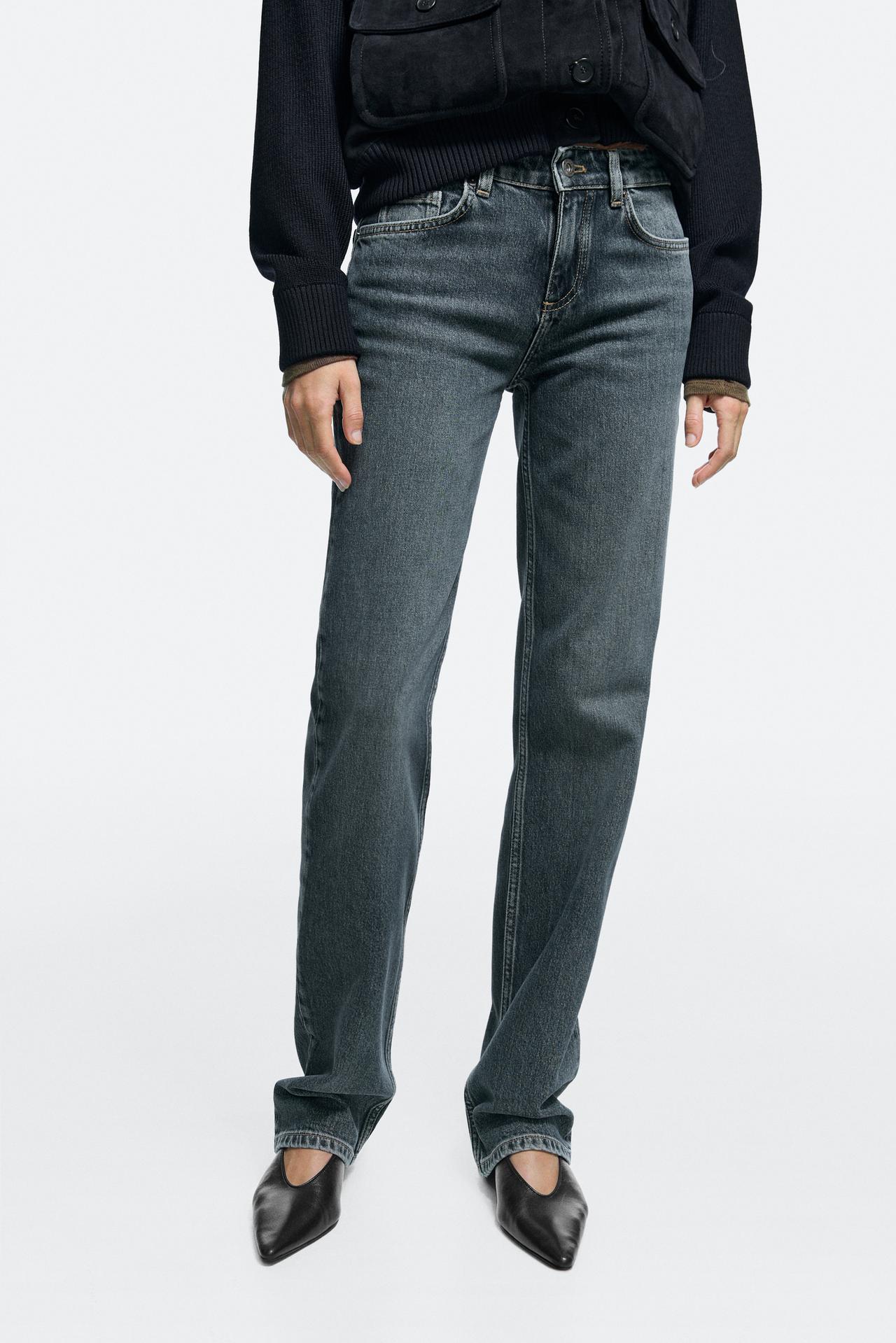 Low-rise straight-leg jeans — Mid-blue
