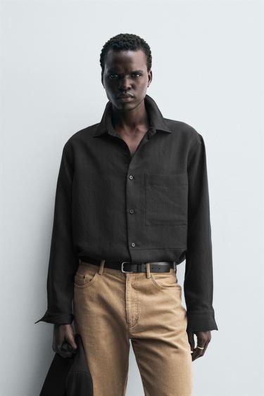 STRIPED FLOWING SHIRT - Black by Zara