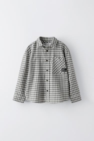 CAMISA CUADROS BOLSILLO - Antracita oscuro de Zara - Imagen 0