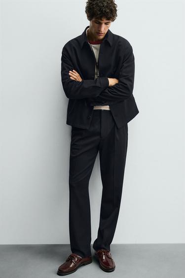 PLEATED REGULAR FIT TROUSERS - Navy blue by Zara - Image 4