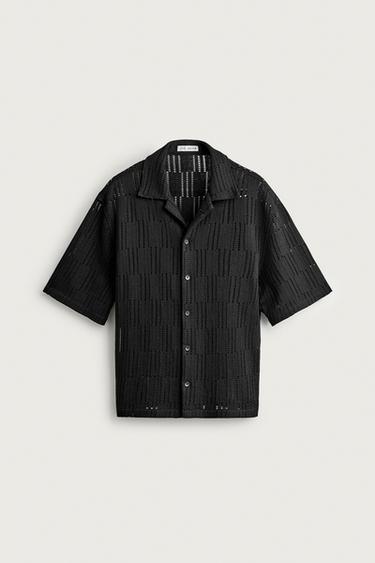 RELAXED FIT OPEN-WEAVE SHIRT - Black by Zara