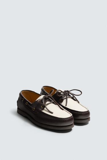 LEATHER DECK SHOES - Multicoloured by Zara