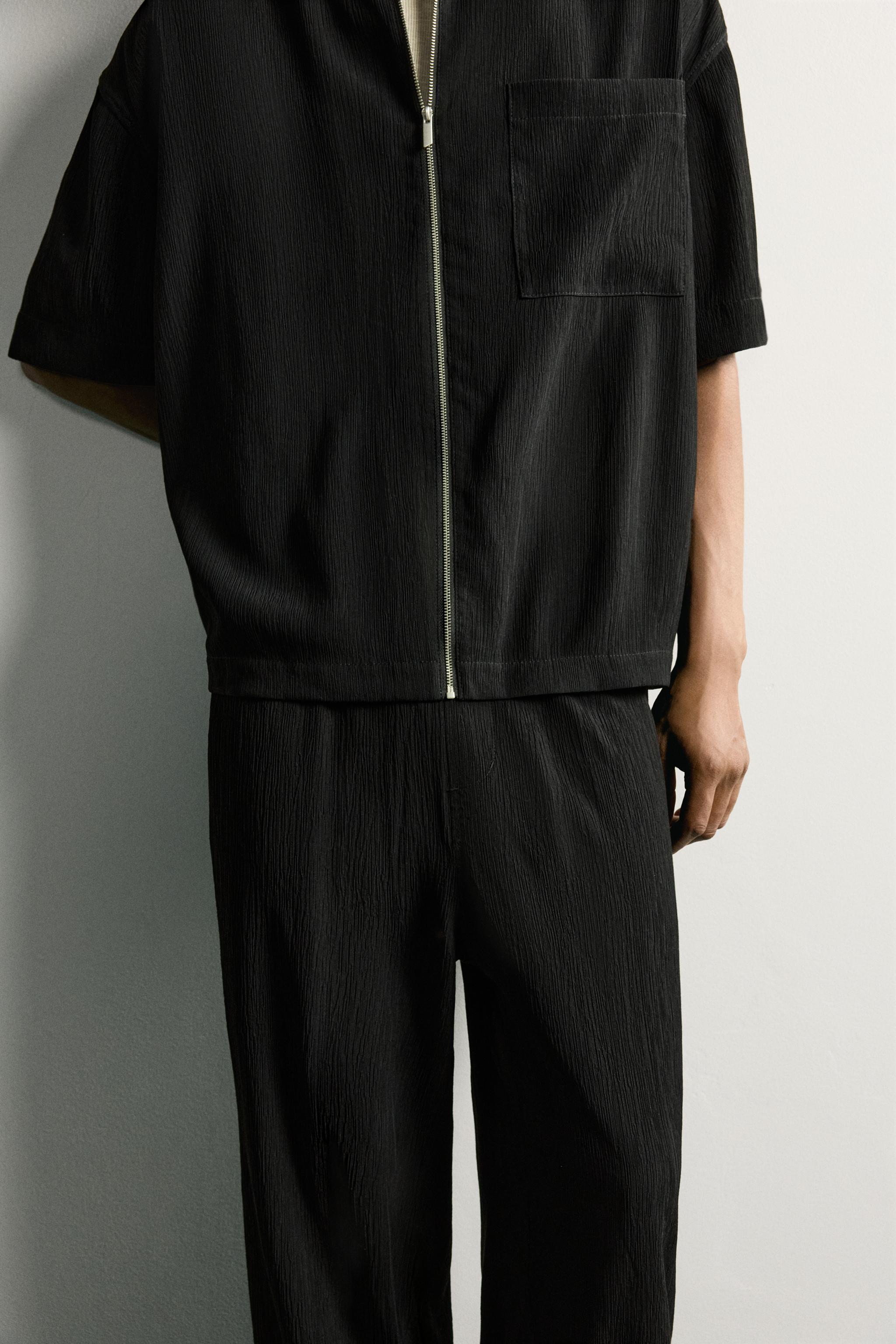Мужские брюки Zara TEXTURED RELAXED FIT PANTS — фото 5
